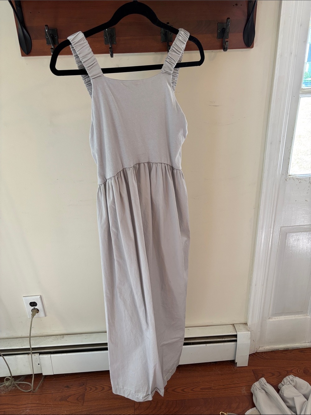 Zara Light Gray Maxi Dress with Ruffled Straps
